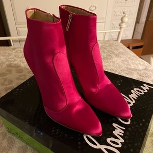 Sam Edelman Olette Hot Pink Satin Boots